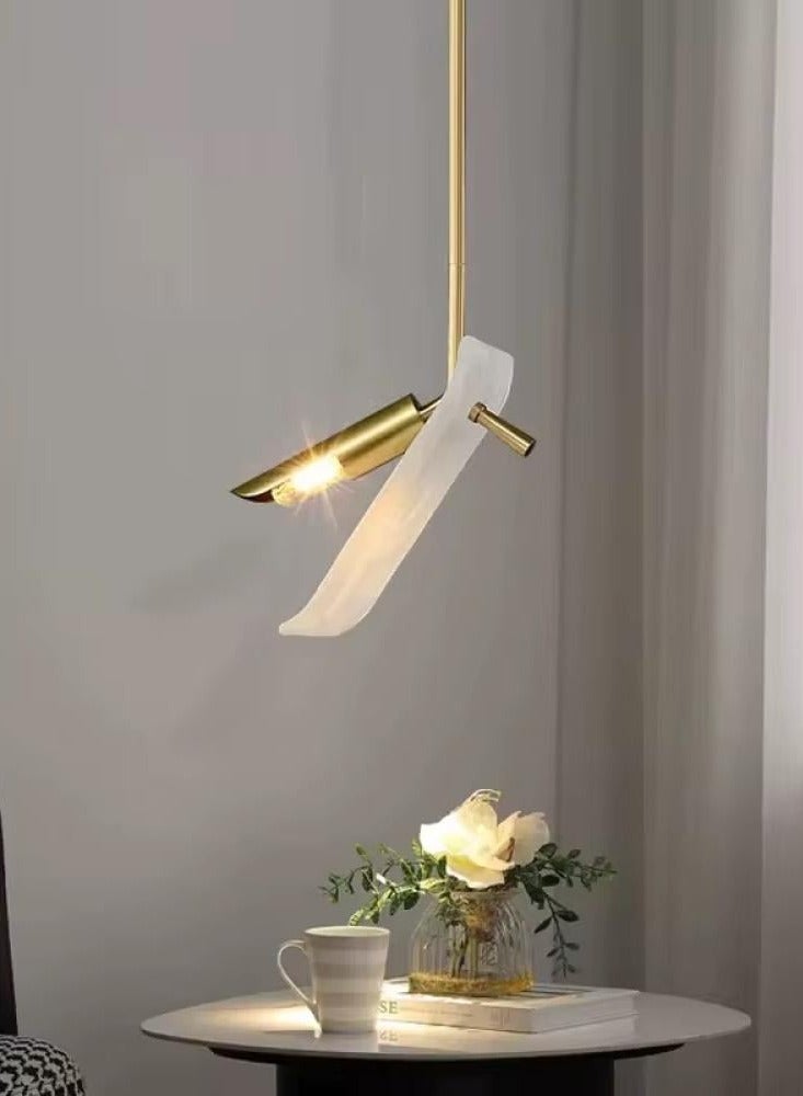 Modern LED pendant light with three single lights, golden frame  - Image 2