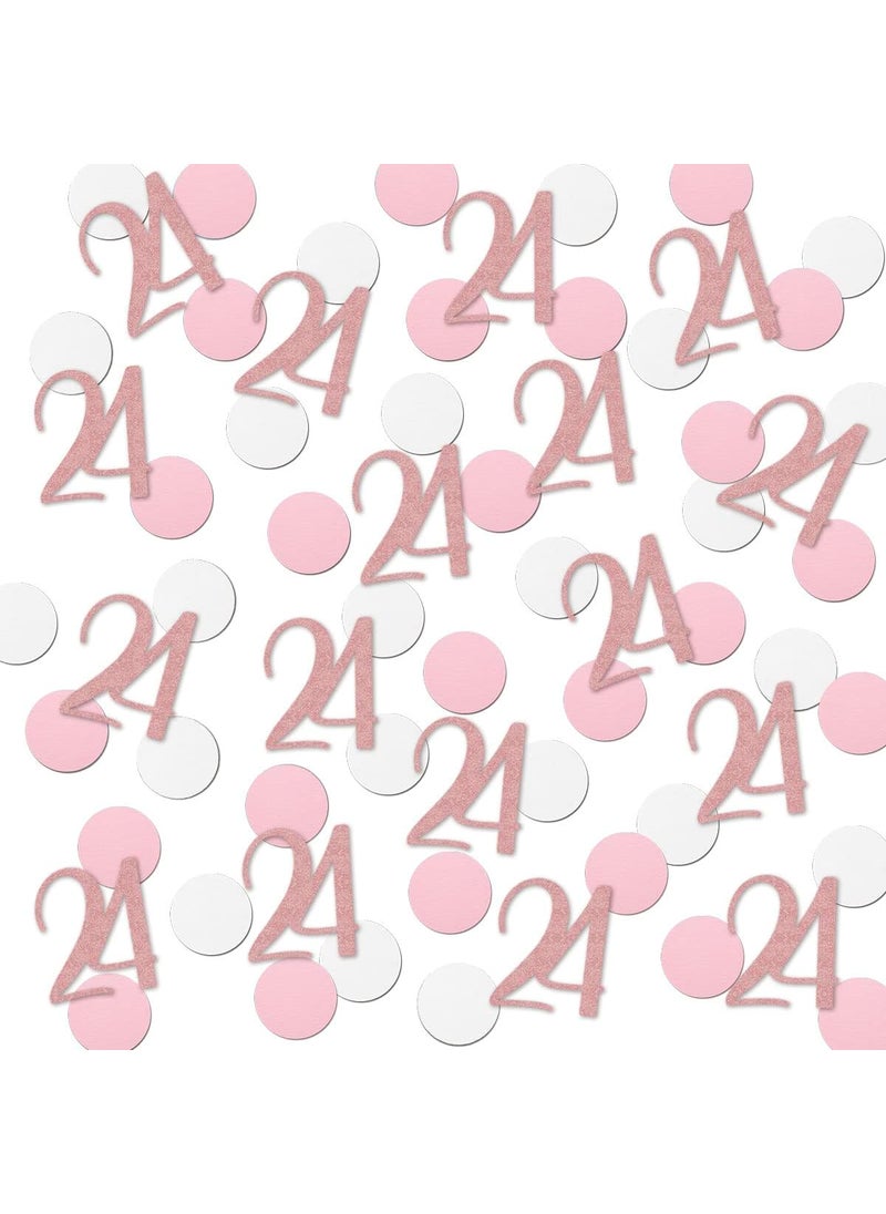 MAGJUCHE Rose Gold 24 Confetti 24th Glitter Birthday Number Confetti 200pcs Anniversary Party Table Decoration Supplies  - Image 1