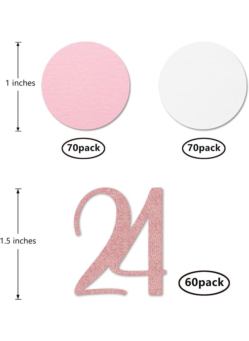 MAGJUCHE Rose Gold 24 Confetti 24th Glitter Birthday Number Confetti 200pcs Anniversary Party Table Decoration Supplies  - Image 2
