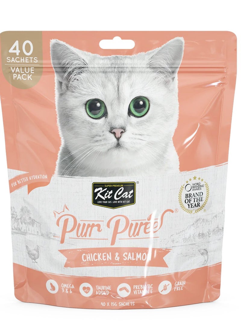 Kit Cat Purr Puree Chicken & Salmon (40 Sachets Value Pack) - Image 1