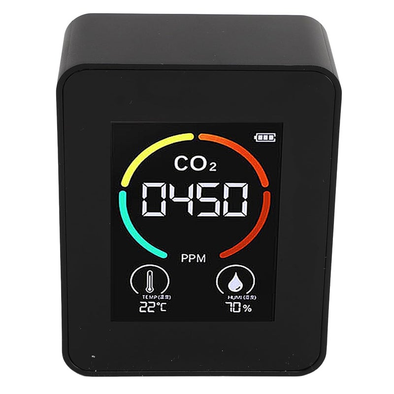 3-in Quality Detector Portable CO2 Temperature Humidity Tester Large Color Display for Hotel - e (Black) - Image 5