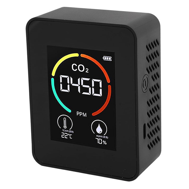 3-in Quality Detector Portable CO2 Temperature Humidity Tester Large Color Display for Hotel - e (Black) - Image 2