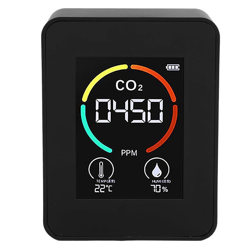 3-in Quality Detector Portable CO2 Temperature Humidity Tester Large Color Display for Hotel - e (Black) - Image 4