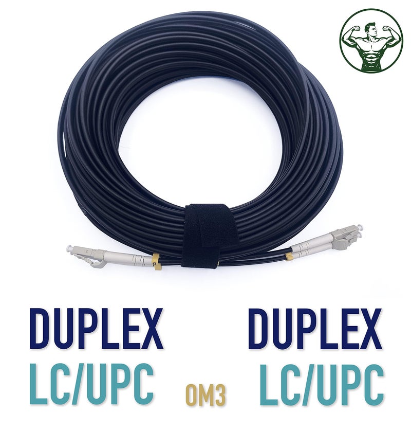 Elfcam® - 100m/328ft Outdoor and Indoor Shielded Armored Fiber Optic Cable LC/UPC to LC/UPC OM3 Multimode Duplex 50/125μm LSZH, Black (100M) - Image 3