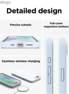 Elago Liquid Silicone for iPhone 16E case cover (2025) Full Body Protection, Shockproof, Slim, Anti-Scratch Soft Microfiber Lining - Light Blue  - Image 4