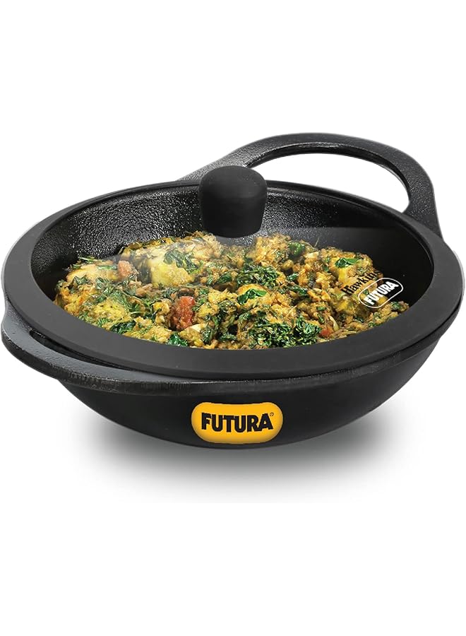 Hawkins Futura 2 Litre Cast Iron Kadhai, Naturally Nonstick Cast Iron Kadai With Glass Lid, Cast Iron Cookware For Kitchen, Black (Cik20G) - Image 1