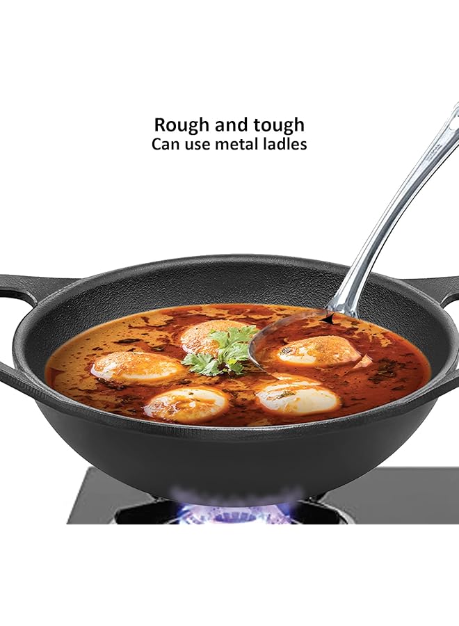 Hawkins Futura 2 Litre Cast Iron Kadhai, Naturally Nonstick Cast Iron Kadai With Glass Lid, Cast Iron Cookware For Kitchen, Black (Cik20G) - Image 4