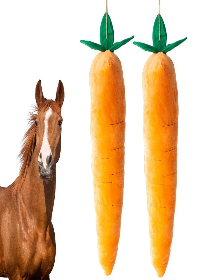 OOXYG 2PCS Horse Plush Squeaky Carrot, Large Carrot Shaped Horse Squeaky, Interactive Calming Plush Carrot Ball for Horses Dogs, Hanging Stall Play Enrichment Relieve Stress Noise Maker - Image 1
