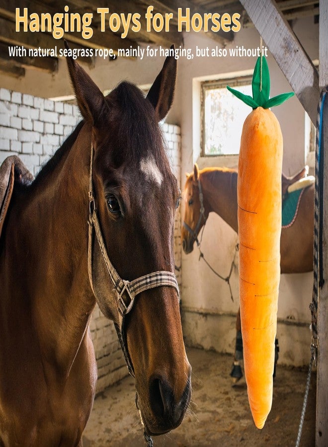 OOXYG 2PCS Horse Plush Squeaky Carrot, Large Carrot Shaped Horse Squeaky, Interactive Calming Plush Carrot Ball for Horses Dogs, Hanging Stall Play Enrichment Relieve Stress Noise Maker - Image 2