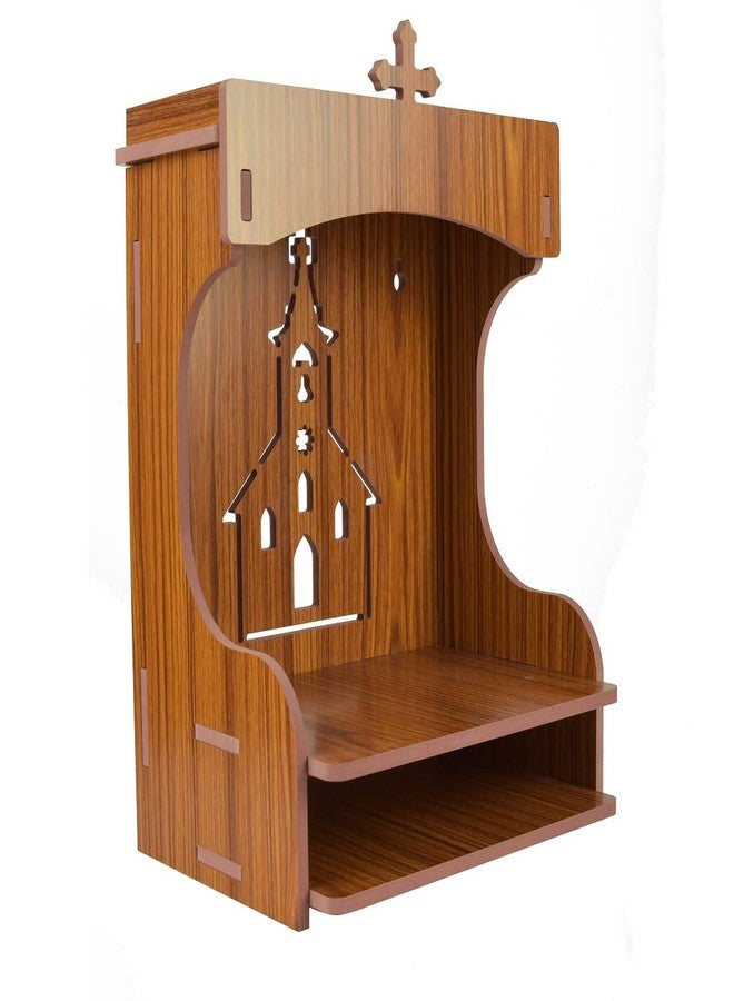 Lyrics creation Fully Handmade Beautiful Small Wooden Home and Office Temple/Pooja Mandir Foldable Wooden Mandir for Wall Decor as Office & Home (maroon) - Image 3