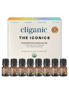 Cliganic Organic The Iconics Essential Oil Aromatherapy Set Top 8 5mlx8, 100% Pure, Natural Aromatherapy Oil for Diffuser Steam, Non-GMO Verified  - Image 1