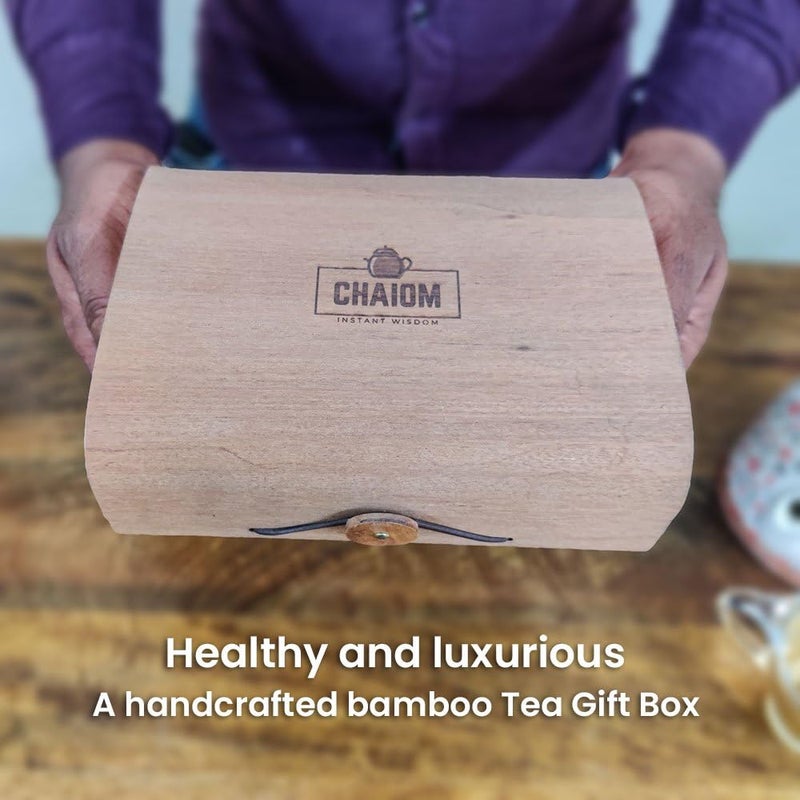 CHAIOM Detox Kit Tea Gift Box | Wooden Gift Box | 2 Herbal Tea Blends | 100gm each - Image 4