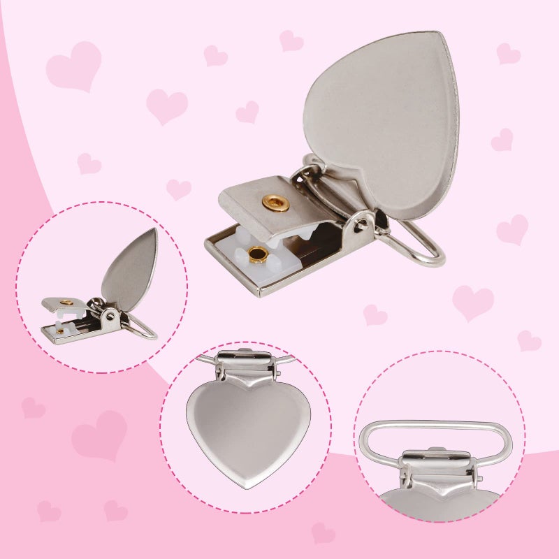 Marrywindix 20pcs Silver Suspender Clips Heart Shaped Metal Holder Clips Sheet Fasteners Clips Suspenders Holder for Mattress Pad Cover Sofa Cushion - Image 3