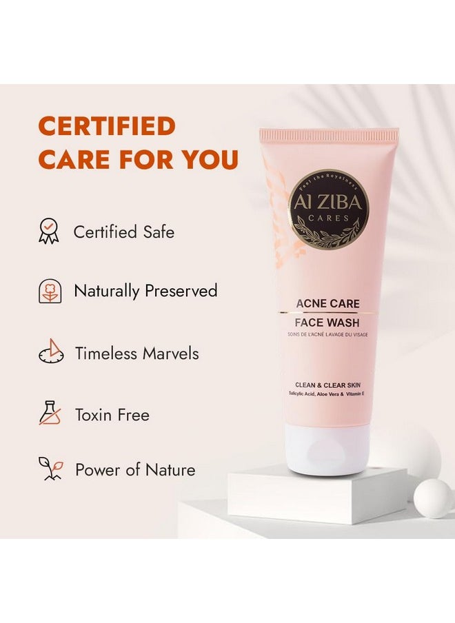 ALZIBA CARES - 2% Salicylic Acid Face Wash For Oily And Acne Prone Skin Facewash For Men And Women, Added Aloe Vera And Vitamin E For Clear, Glowing And Smooth Skin -100 Ml (Pack Of 1) - Image 1