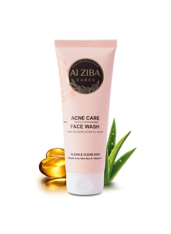 ALZIBA CARES - 2% Salicylic Acid Face Wash For Oily And Acne Prone Skin Facewash For Men And Women, Added Aloe Vera And Vitamin E For Clear, Glowing And Smooth Skin -100 Ml (Pack Of 1) - Image 1