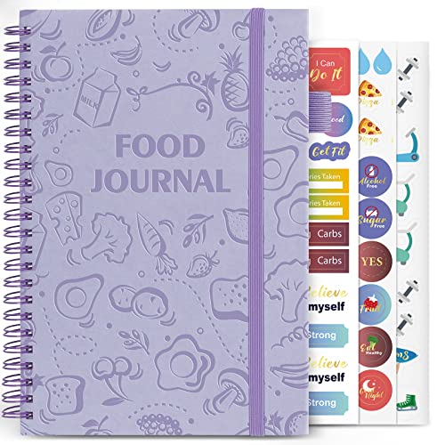 EPEWIZD Food Journal for Women Weight Loss Journal Wellness Meal Planner A5 Size Food Dairy Calories Counter Book Hardcover Workout Planner Tracking Progress Undated-Purple - Image 1