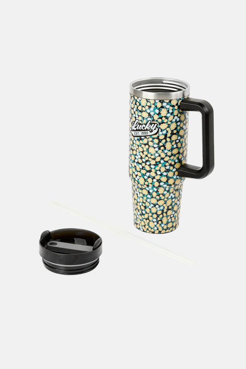 LUCKY BRAND Floral Stainless Steel Vacuum Insulated Tumbler With Straw 946 ml, Multicolor - Image 2