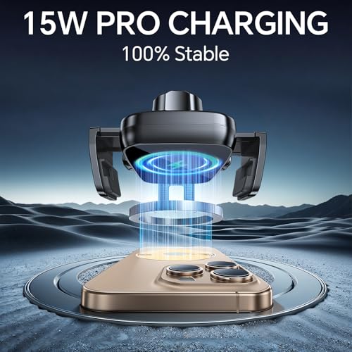 Kaistyle Wireless Car Charger【One Hand Manual Clamping】 Fast Wireless Charger for Car Phone Holder Mount Charger Phone Holders for Your Car Dashboard/Windshield/Vent Truck Mount for iPhone Samsung - Image 3