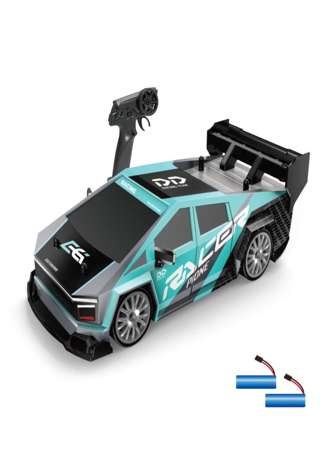 سيارة دريفت تعمل بجهاز تحكم عن بعد بتردد 2.4 جيجاهرتز، بمقياس 1:24، سرعة عالية من 10 إلى 15 كم/ساعة، دفع رباعي، مزودة بمصابيح أمامية وسفلية وخلفية، وعجلات قابلة للاستبدال، وبطاريتين. - Image 1