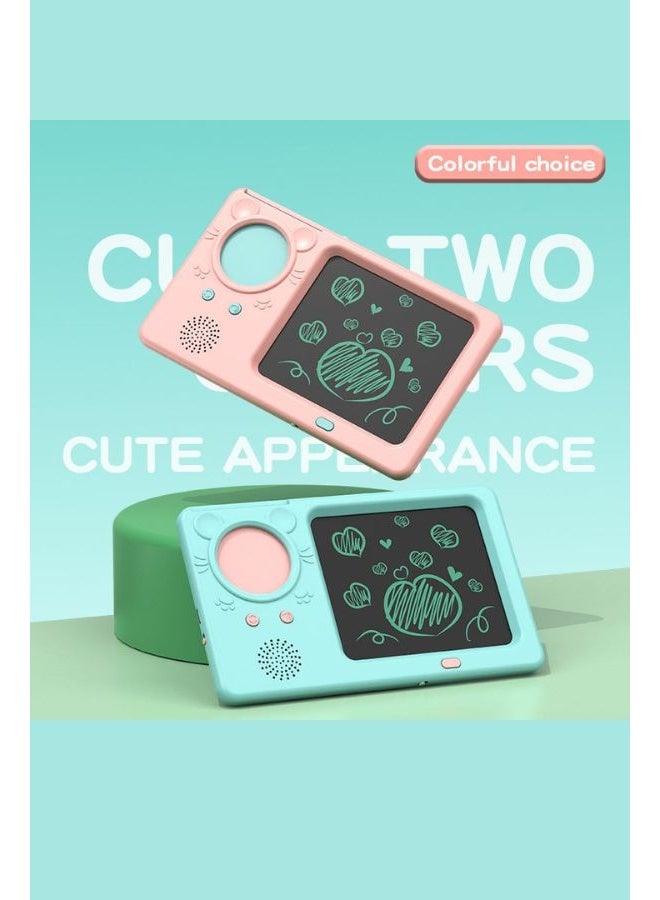 ألعاب تنوير تعليمية للأطفال - لوحة رسم جرافيتي بلورة سائلة، آلة تعليم مبكر للقراءة والكتابة بالبطاقات - وردي - Image 1