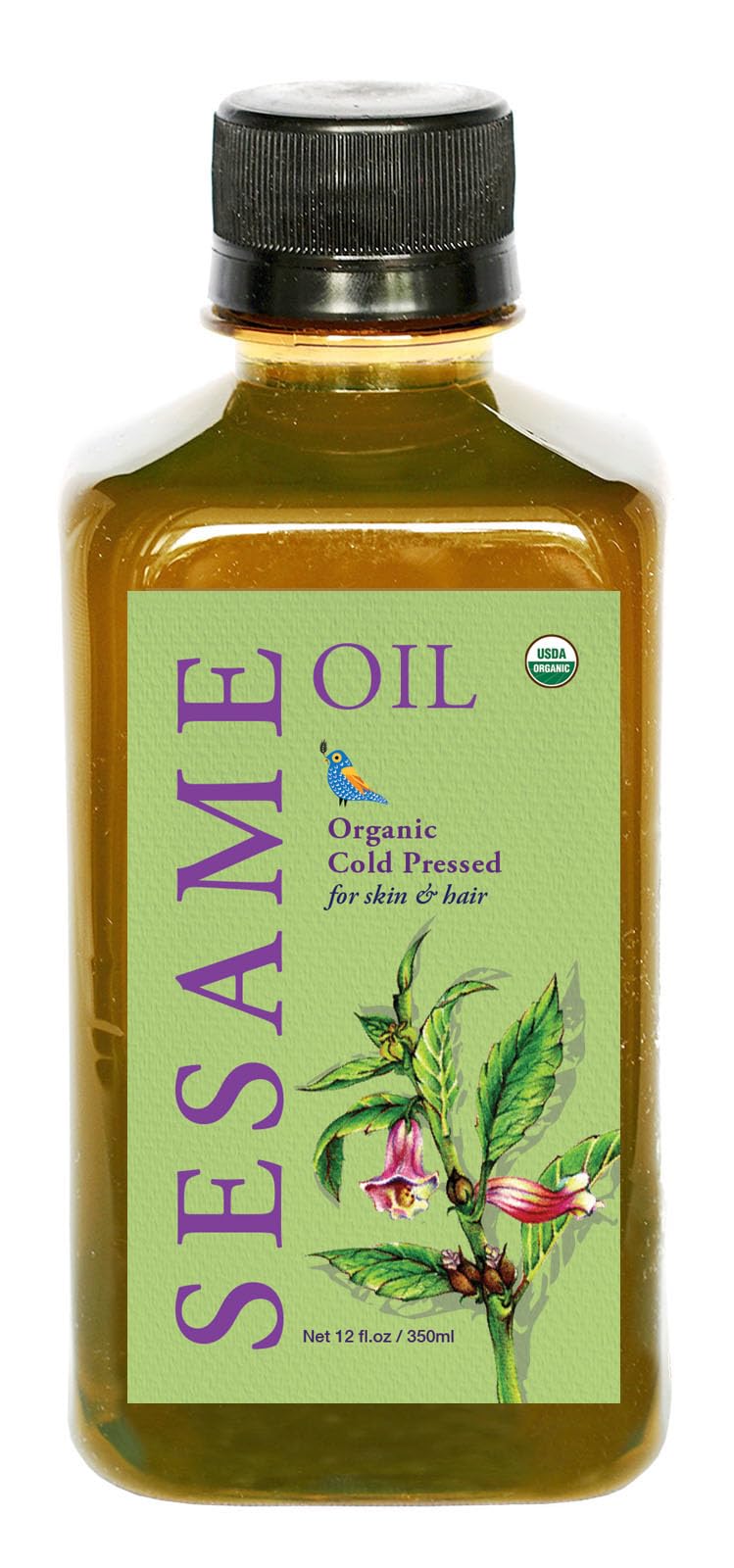 DAANA Sesame Oil for Skin: Certified USDA Organic, Extra Virgin, Cold Pressed (12 fl oz) - Image 1