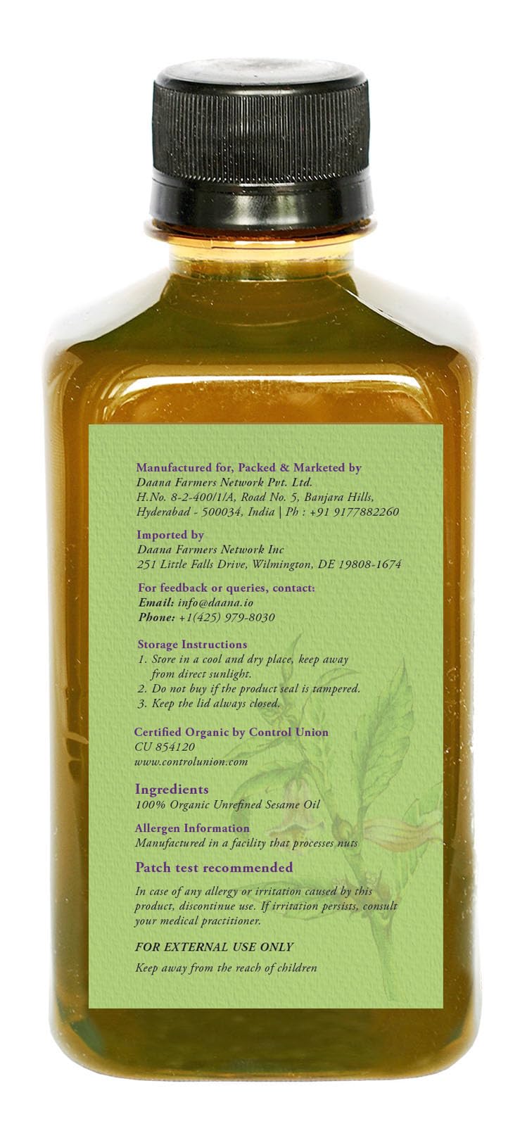 DAANA Sesame Oil for Skin: Certified USDA Organic, Extra Virgin, Cold Pressed (12 fl oz) - Image 4