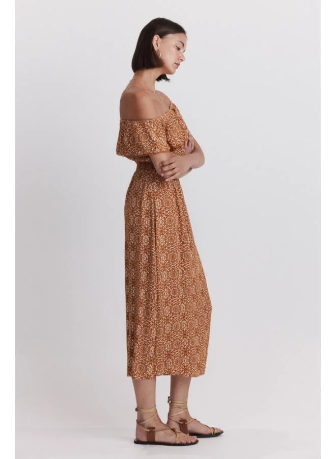 Springfield Printed strapless dress
