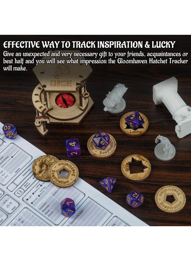 CZYY DND Tokens Laser Cut Wood Coins Set of 15 in 3 Styles - Lucky Clover, Inspiration and Dragon - Perfect for Dungeons & Dragons, Pathfinder, RPG and Board Game - Image 2