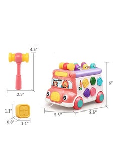 SYOSI Lovely Stone Push Pull Bus Toy Baby Musical Learning Toys with Sound  Light WhackaMole Game Shape Matching Gear Toy Clock Activity Bus Toy Early Education Gift for Toddler Boys Girls  - Image 5