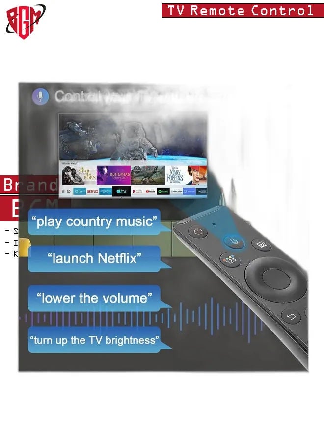Universal Voice Remote Control for Samsung-Smart-TV-Remote Bluetooth Controller All Samsung LED QLED LCD 4K 8K UHD HDR 5 6 7 8 9 Series Flat Curved Crystal Smart TV