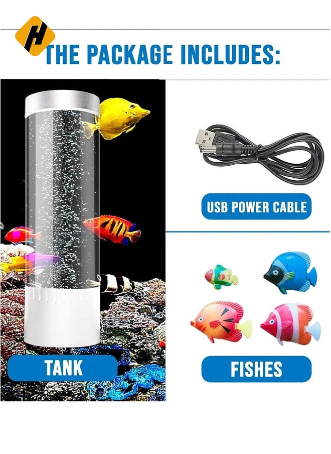 HuHa Bubble Fish Lava Lamp | Desktop Sensory LED Bubble Lamp | Color Changing Aquarium lamp | Artificial Fish Tank with Moving Fish, Sea Horse, Jellyfish | Gift for Kids, Adults, ADHD & Autism  - Image 3