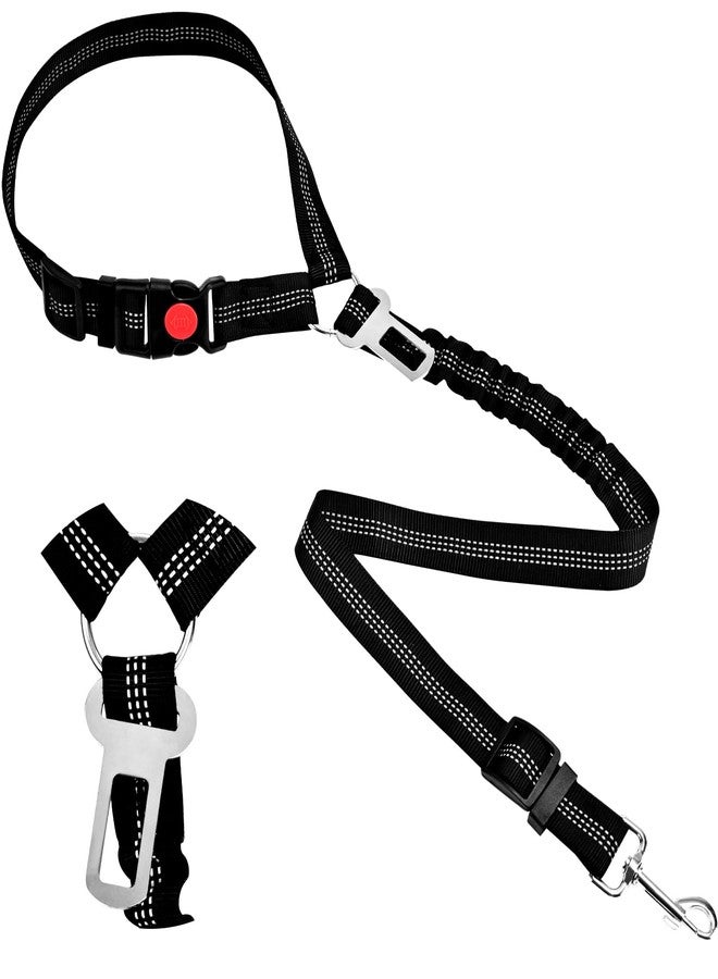 ROUWINNE Headrest Dog Car Safety Seat Belt-Easy to Use, Dog Seat Belt with Military-Grade, Seatbelt Adjustable - Car Leash with Elastic Bungee & Reflective Safety Tether(Black) - Image 1