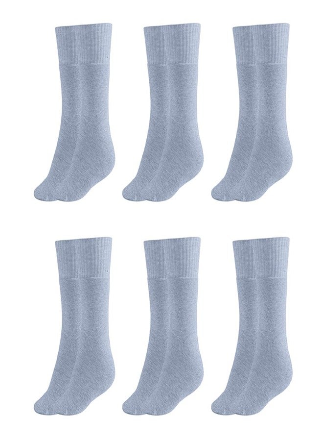 MUKHAKSH (Pack of 6 Pairs = 12 Socks Girls Winter Woolen Warm Solid Grey Calf Length School Socks - Image 1