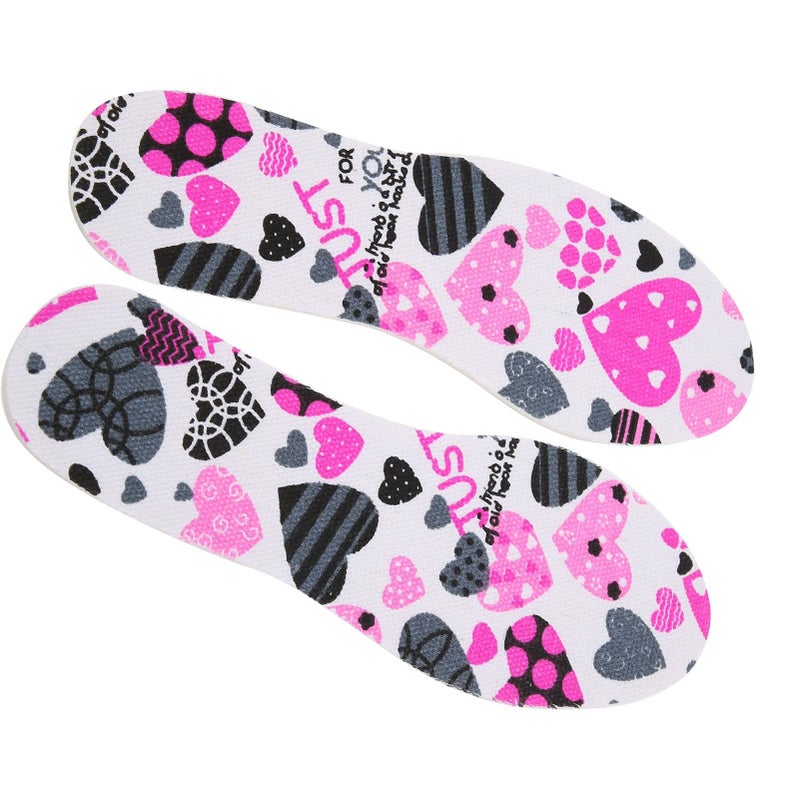 Printed Latex Insoles For Children Shoe Sole Inserts Breathable Kids Pad 1 Pair Heart Shaped Cut Size - Image 4