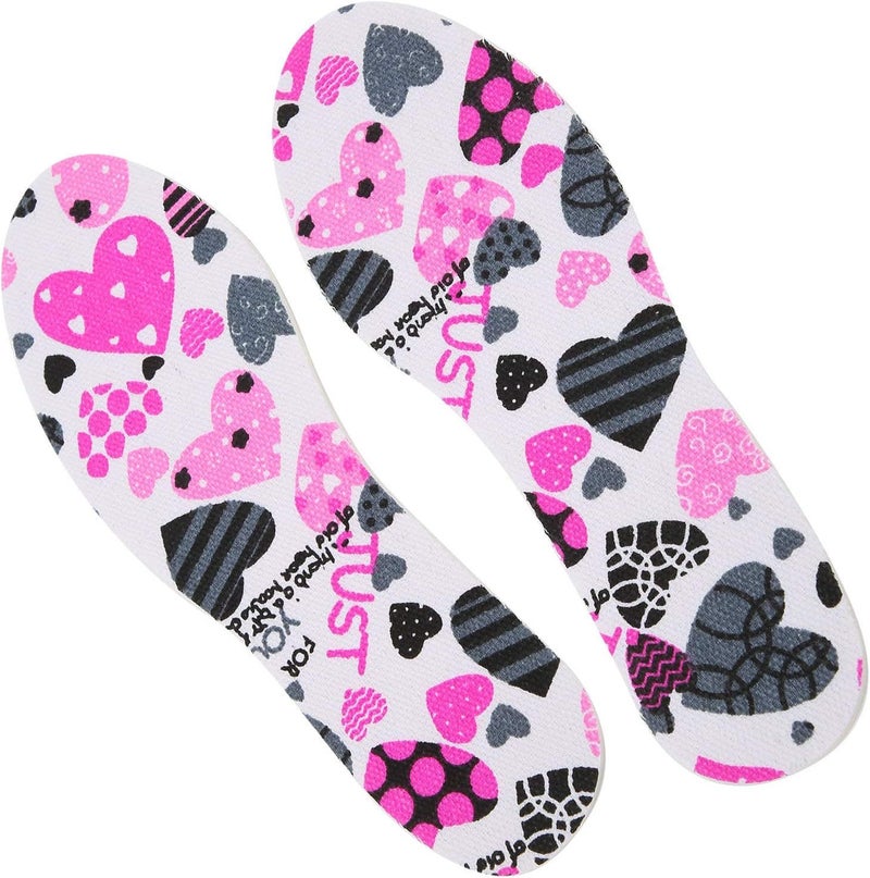 Printed Latex Insoles For Children Shoe Sole Inserts Breathable Kids Pad 1 Pair Heart Shaped Cut Size - Image 1