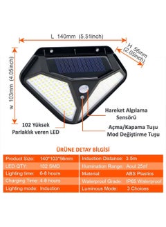 Solar 102 LED Solar Powered 3 Mode Garden Lighting Lamp with Motion Sensor - pzsku/ZB2339B6331E254A8D9B5Z/45/_/1728062037/f8563e63-3966-4ad3-aa08-f990d8e80a53