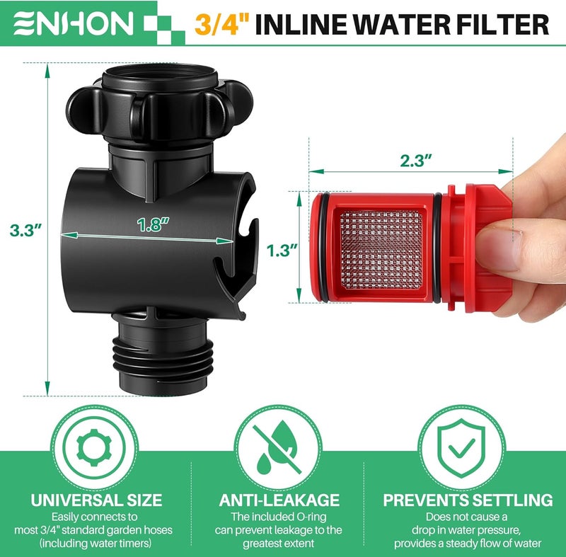 Enhon 4 Pack Inline Water Filter for Garden Hoses, Garden Hose Filter with Rubber Seal and Filt O Ring, 50 Mesh Stainless Steel Screen, High Flow 11 GPM, Max Pressure 120 PSI, Protects from Sediment - Image 2