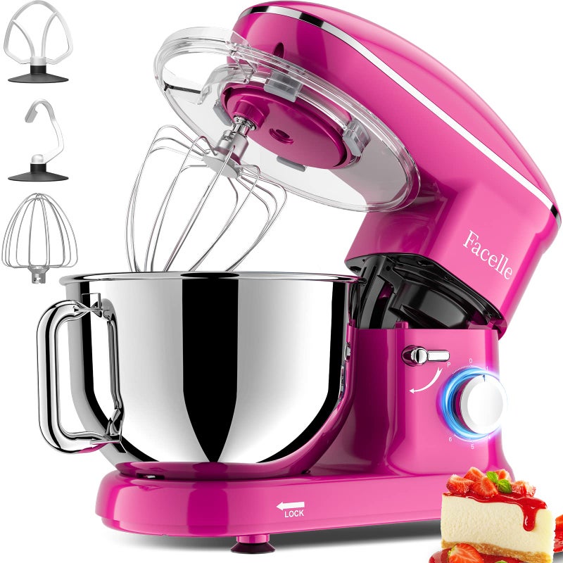 Facelle Facelle Stand Mixer Electric Kitchen Mixer 660W 6 Speed TiltHead stand mixer with Pulse Button Attachments include 65 QT Bowl Dishwasher Safe Beater Dough Hook Whisk  Splash Guard  Purple 
