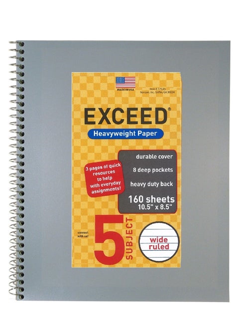 5-Subject Single Line Notebook With Grey Cover