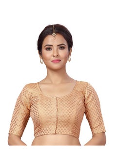 Studio Shringaar Studio Shringaar Women's Readymade Brocade Saree Blouse with Elbow Length Sleeves (2157-Peach, 46)  - Image 1
