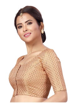 Studio Shringaar Studio Shringaar Women's Readymade Brocade Saree Blouse with Elbow Length Sleeves (2157-Peach, 46)  - Image 2