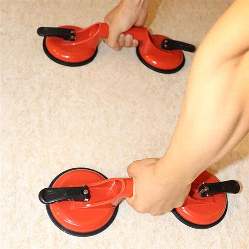 VDHJA Aluminum Boter Glass Suction Cup Vacuum Handle Plate Glass Holder Hooks to Lift Large GlassFloor Gap FixerTile Suction Cup LifterMoving GlassPad for LiftingDent Puller Red - Image 2
