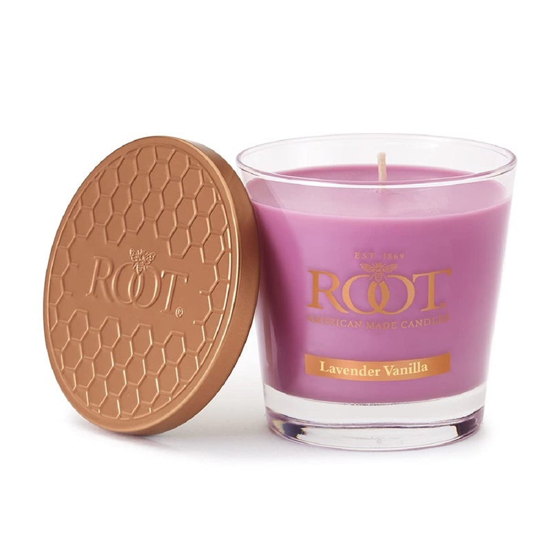 Root Candles Honeycomb Veriglass Scented Beeswax Blend Candle Small Lavender Vanilla