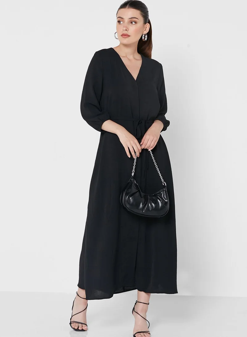 ONLY Balloon Sleeve Tie Detail Dress