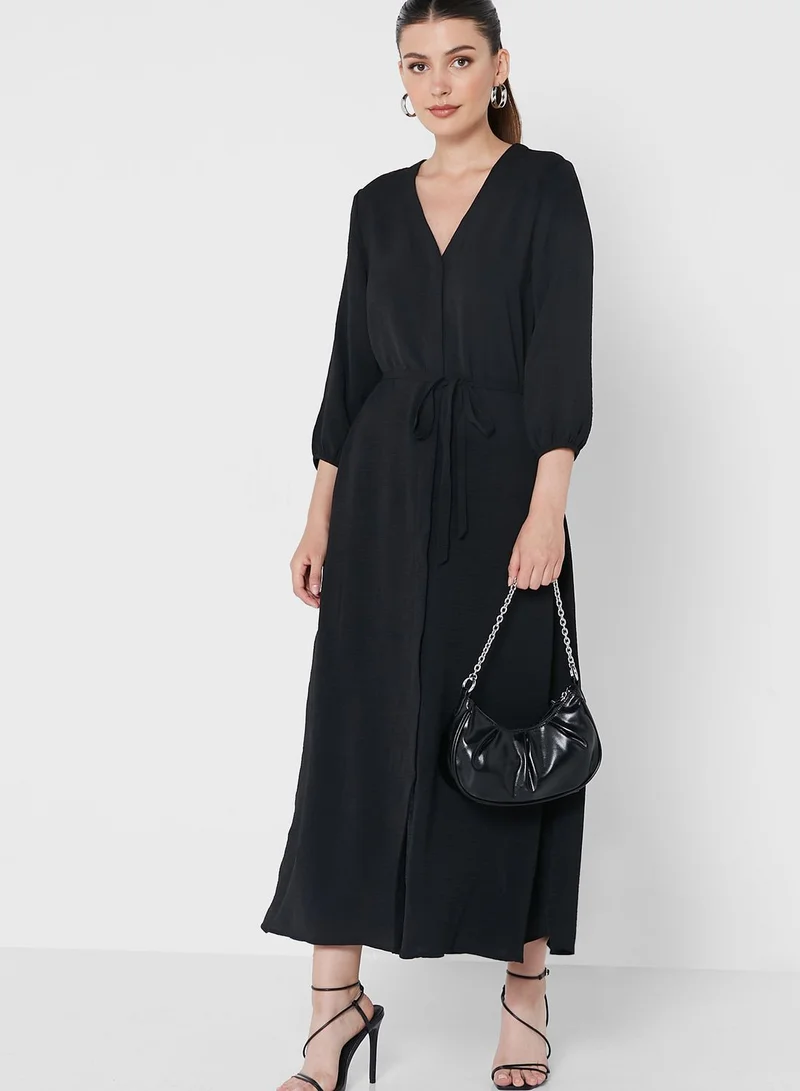 ONLY Balloon Sleeve Tie Detail Dress