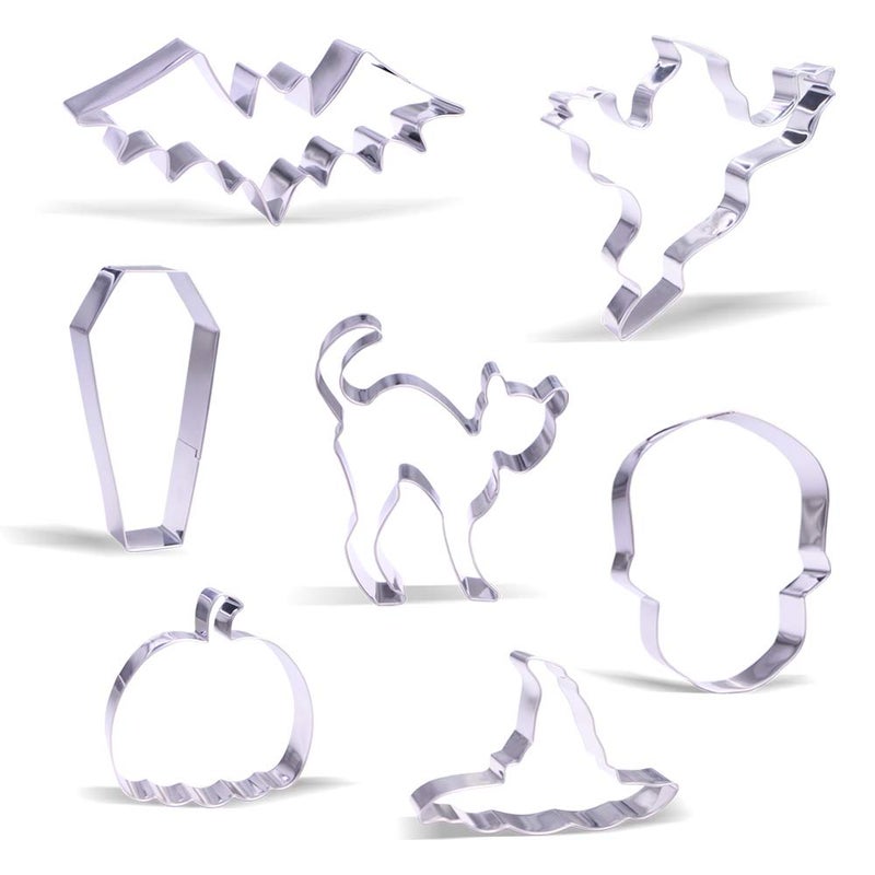 Large Halloween Cookie Cutter Set  7 Piece  Stainless Steel