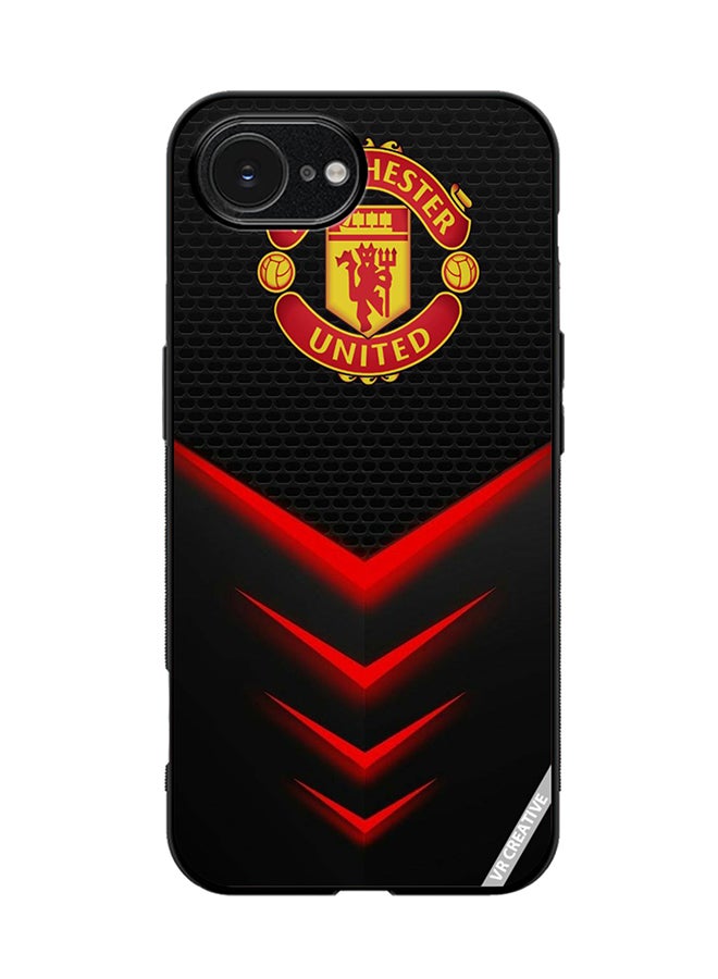 غطاء حماية لهاتف آبل آيفون 16e بتصميم مانشستر يونايتد متعدد الألوان