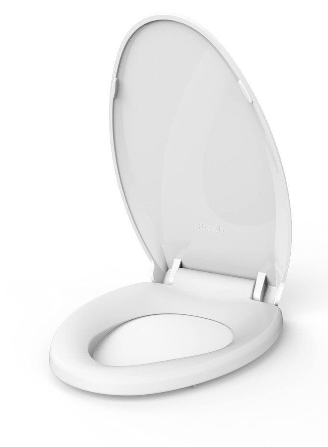 Hosslly Toilet Seat, Elongated Toilet Seat with Slow Soft Close, Durable Toilet Seat Elongated, Never Loosens, Easy Clean and Install, White Toilet Seat Fit for Elongated Toilets - Image 2