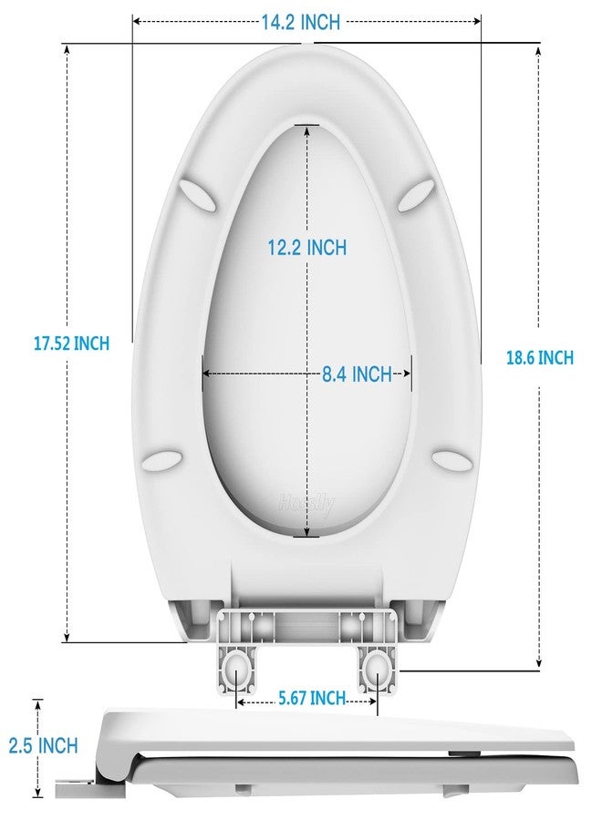 Hosslly Toilet Seat, Elongated Toilet Seat with Slow Soft Close, Durable Toilet Seat Elongated, Never Loosens, Easy Clean and Install, White Toilet Seat Fit for Elongated Toilets - Image 5