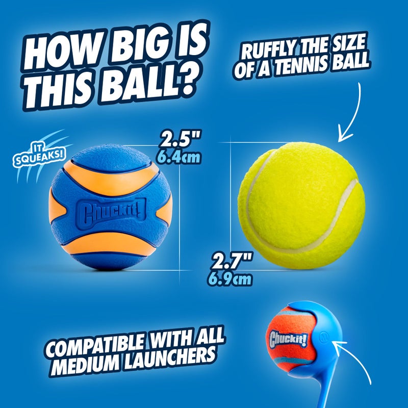 Chuckit! Ultra Squeaker Balls for Dogs, Floating Water Pet Toys, Durable Rubber Pet Toy, Bouncy Squeaky Fetch Balls For Dogs, Pack of 2, Medium (2.5") - Image 3